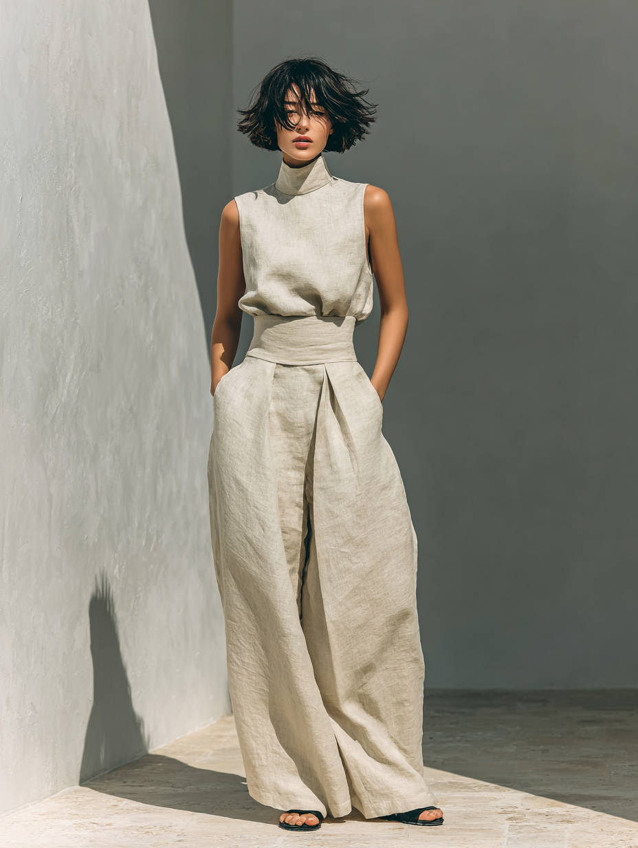 COTTON SET WITH WIDE TROUSERS FOR WOMEN