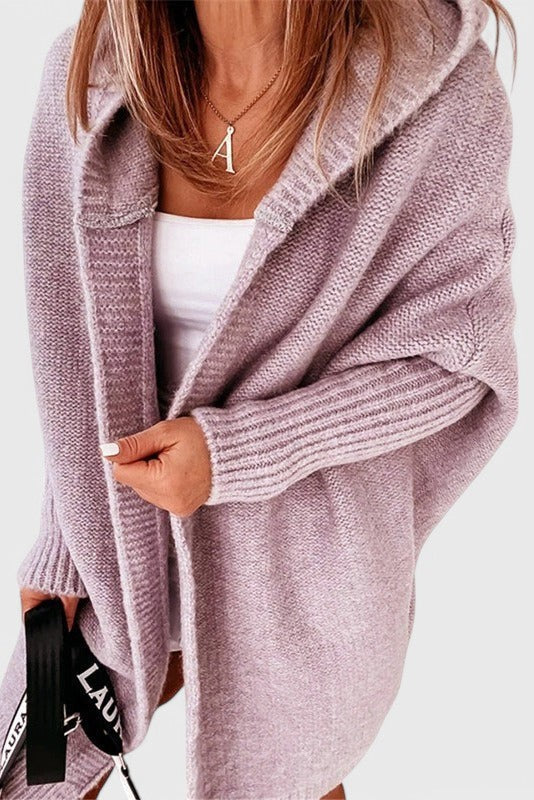 Oversized Hooded Knit Cardigan