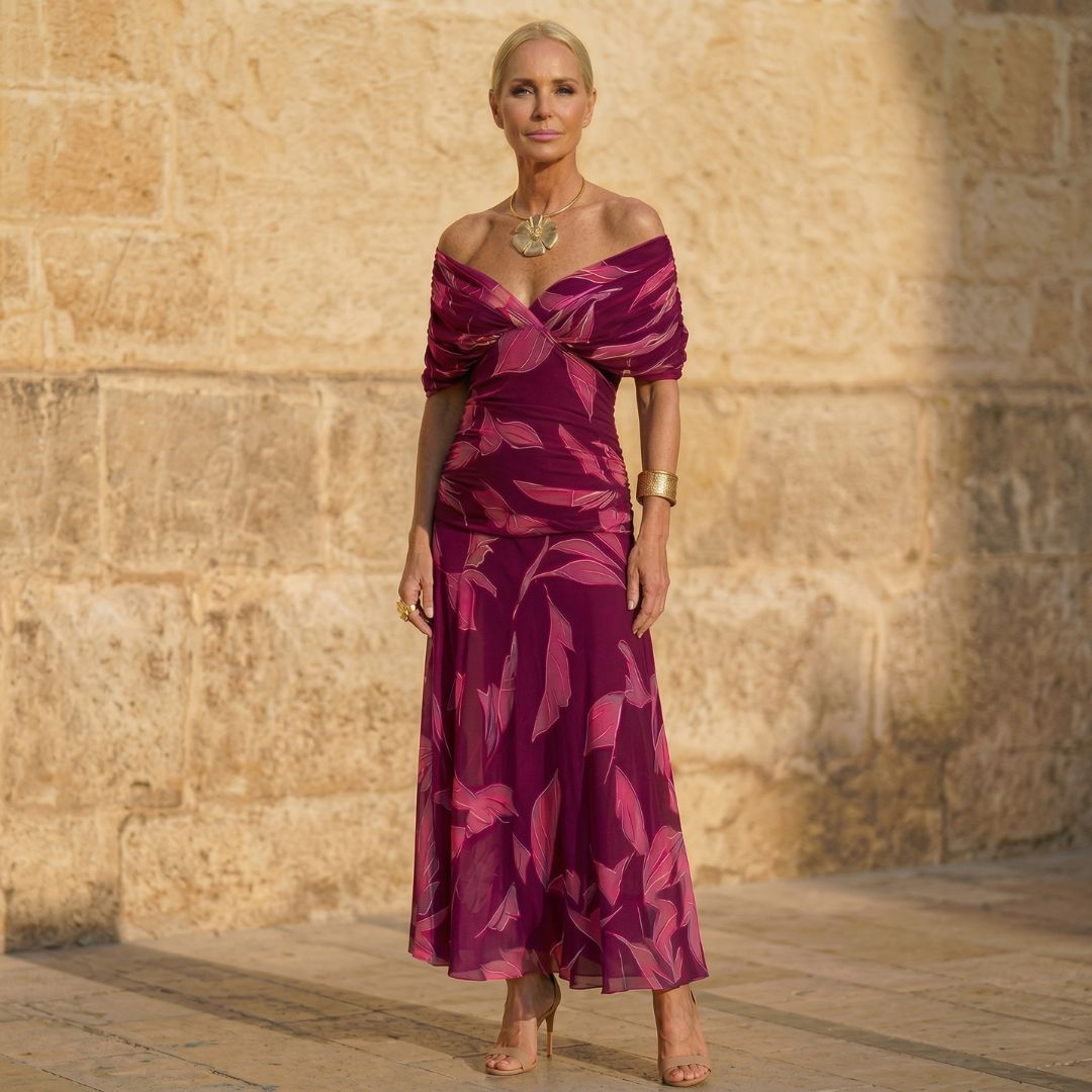 Celeste | Elegant Dress with Leaf Pattern