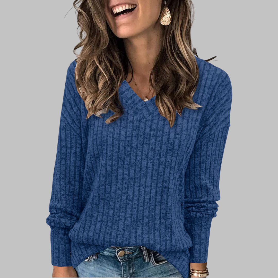 Deri | Comfy V Neck Long Sleeve Top