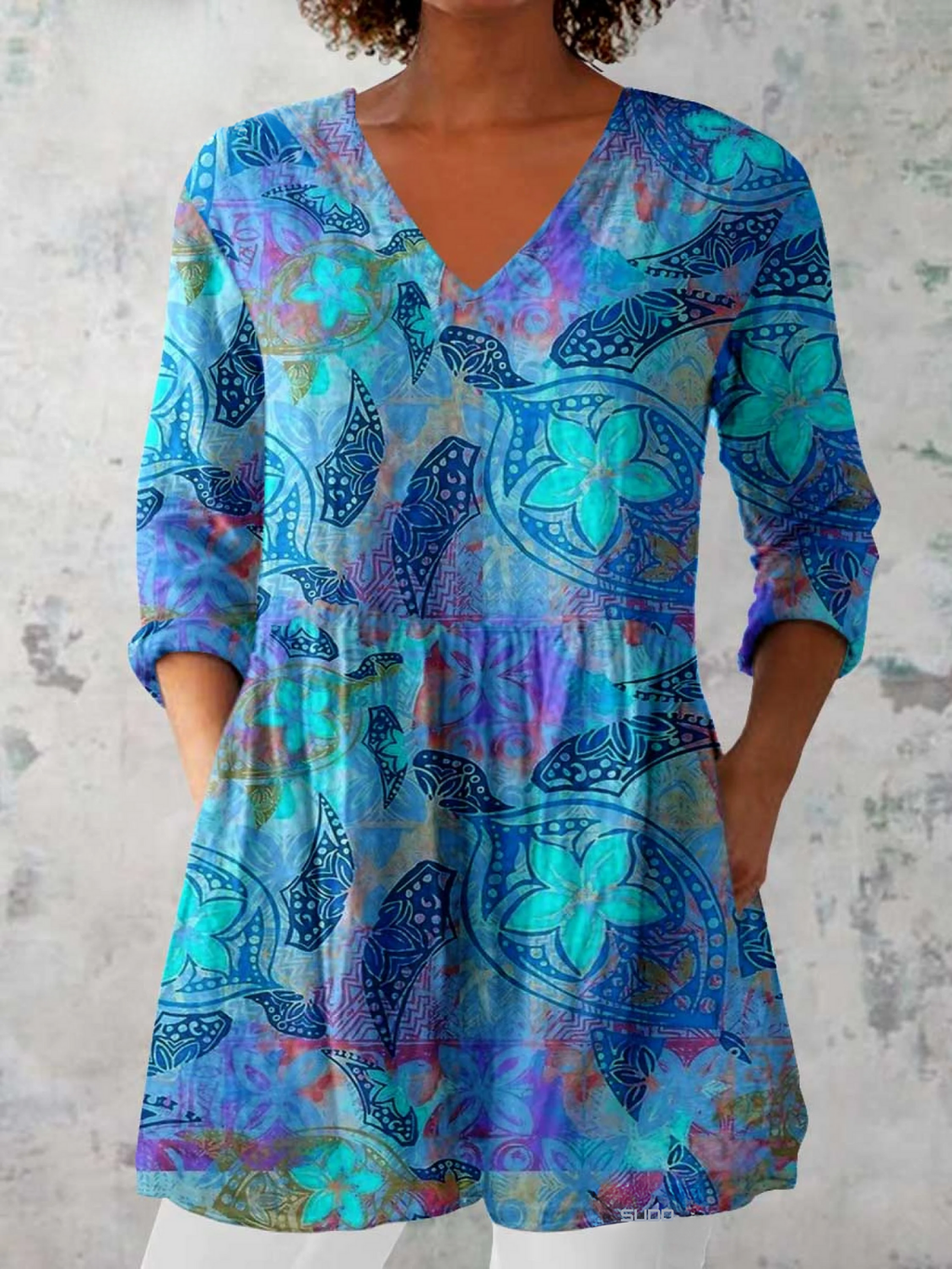 Riley | Long Blouse with Striking Pattern