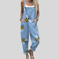 Dungarees with Bees Light Blue