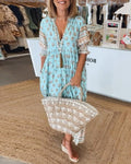 MANA | MIDI DRESS WITH FLORAL PATTERNS AND V-NECK