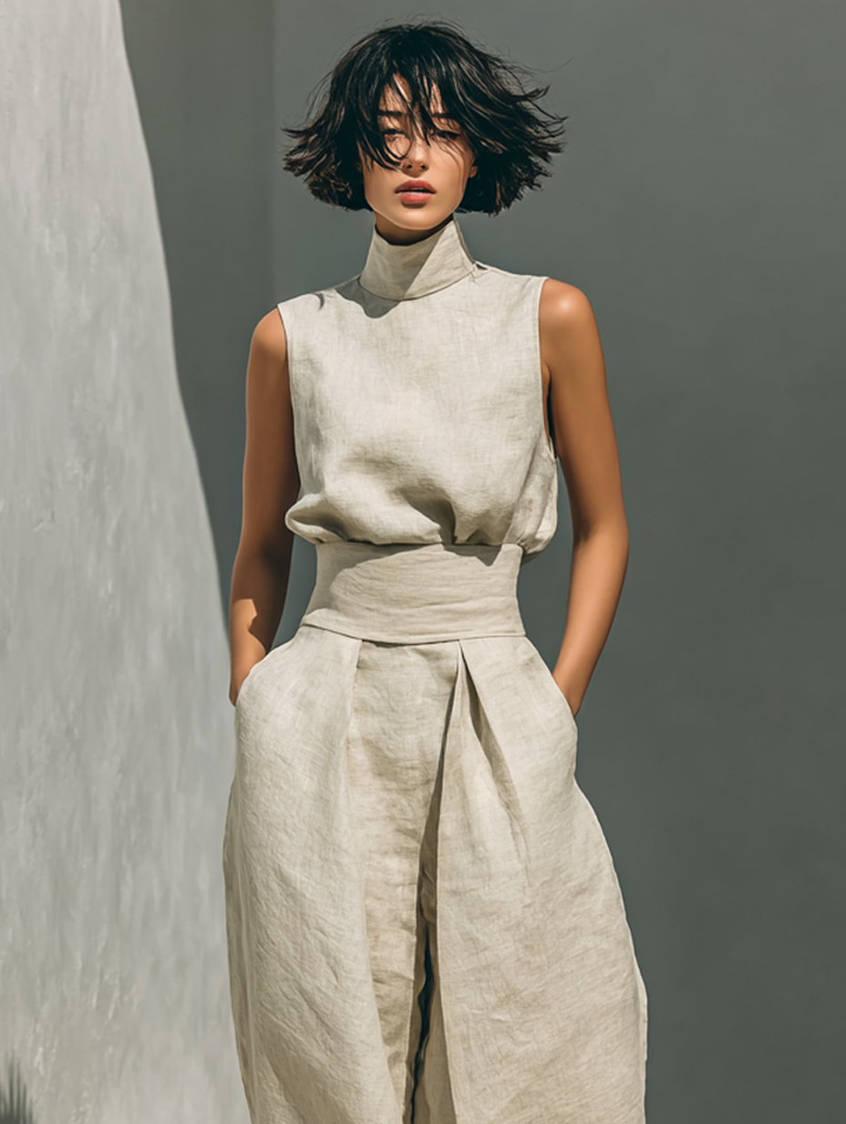 COTTON SET WITH WIDE TROUSERS FOR WOMEN