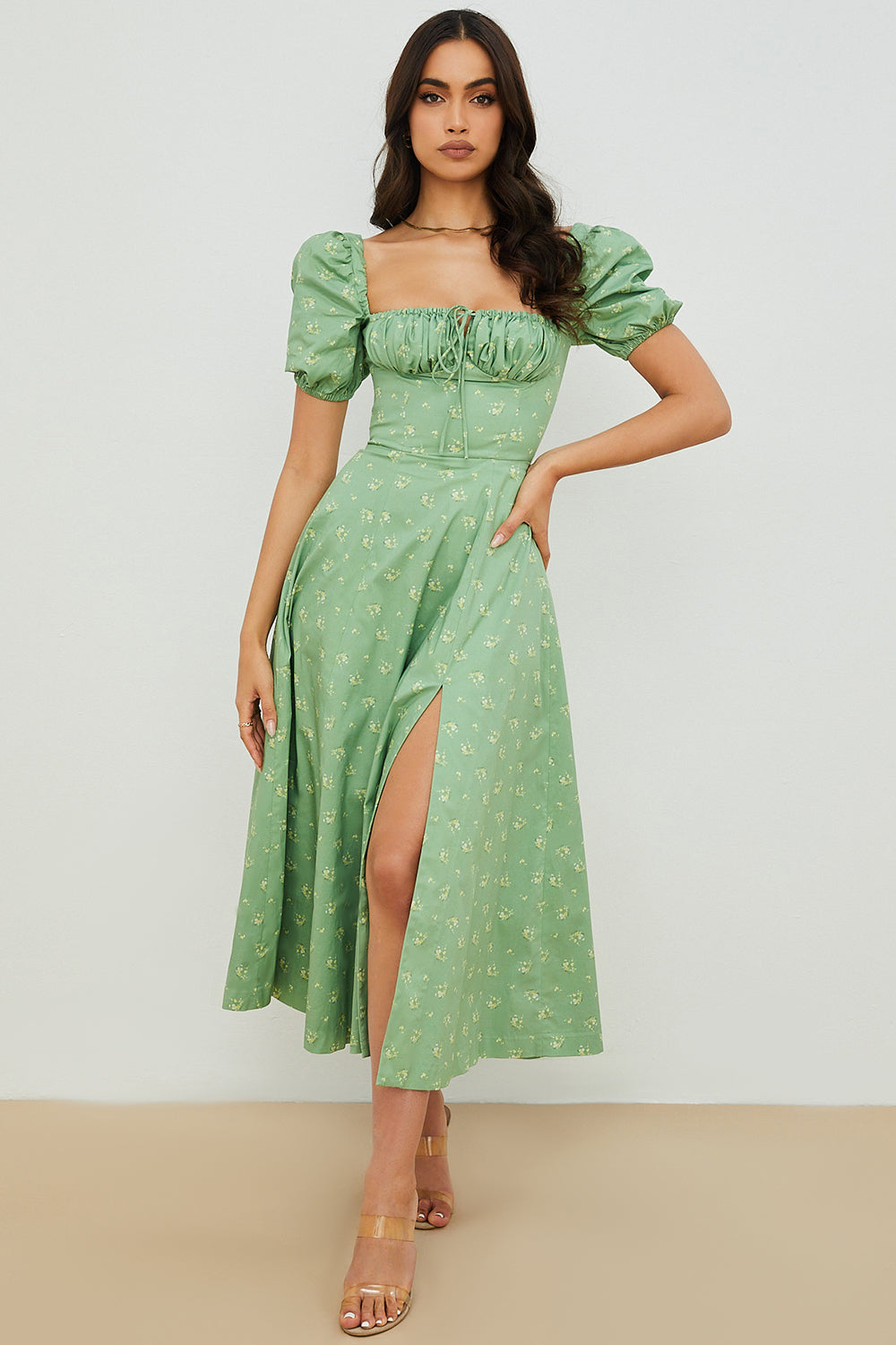 Aviana - Dress with Puff Sleeves Bloom