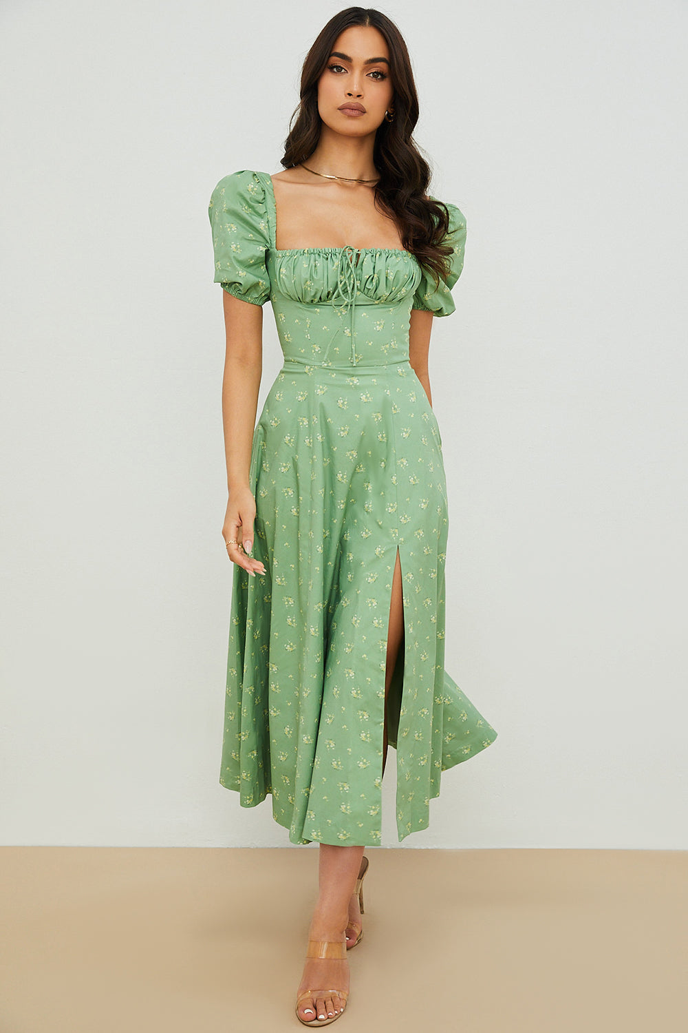 Aviana - Dress with Puff Sleeves Bloom
