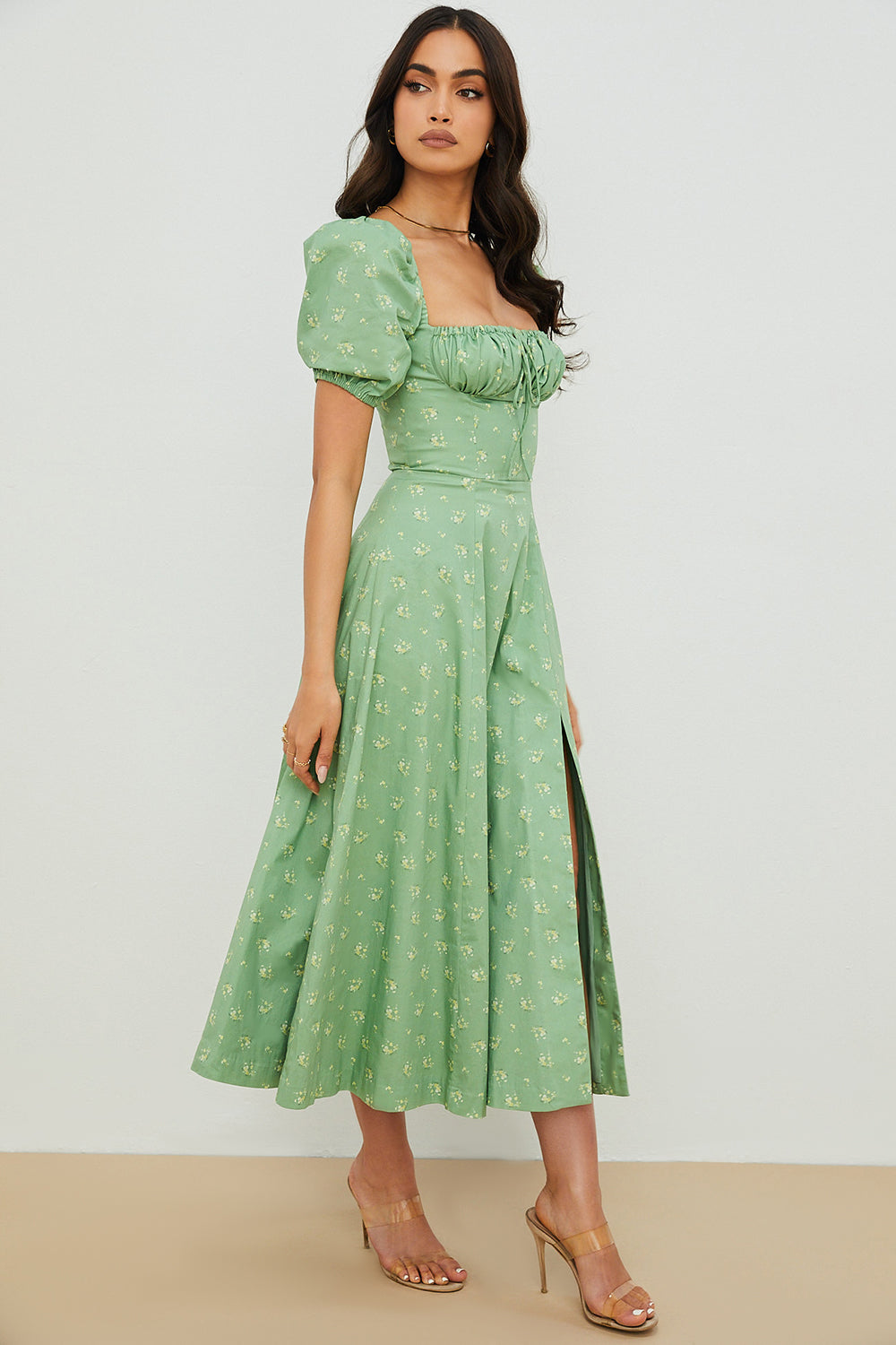 Aviana - Dress with Puff Sleeves Bloom