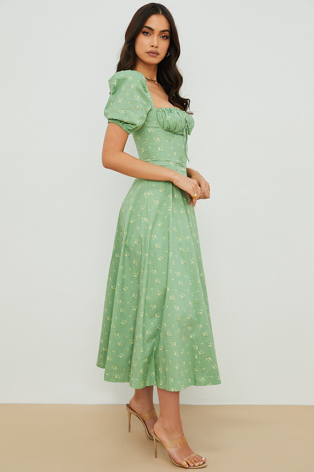 Aviana - Dress with Puff Sleeves Bloom