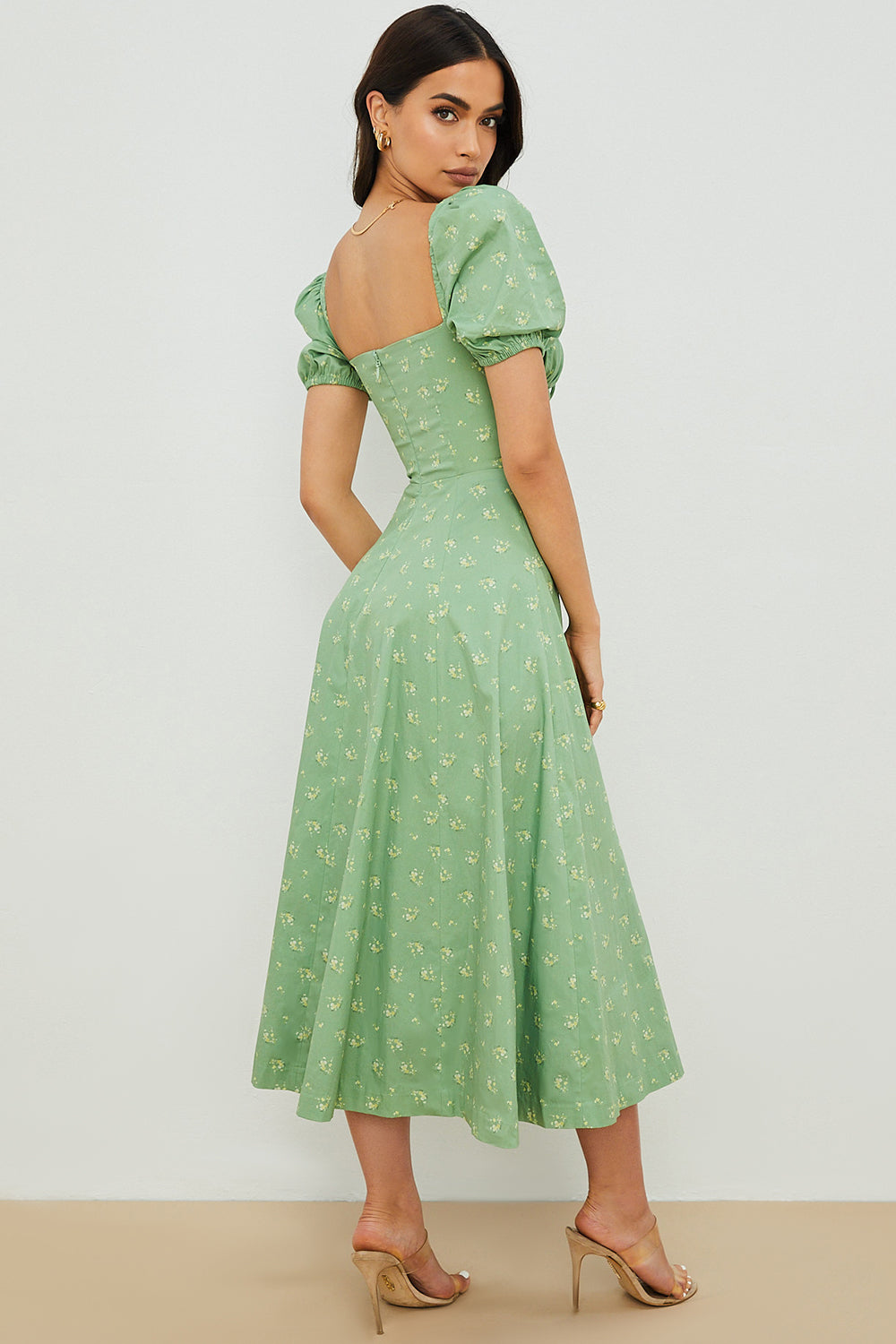 Aviana - Dress with Puff Sleeves Bloom