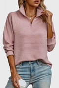 Helene V-Neck Jumper with Zip and Long Sleeves
