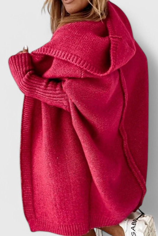 Oversized Hooded Knit Cardigan