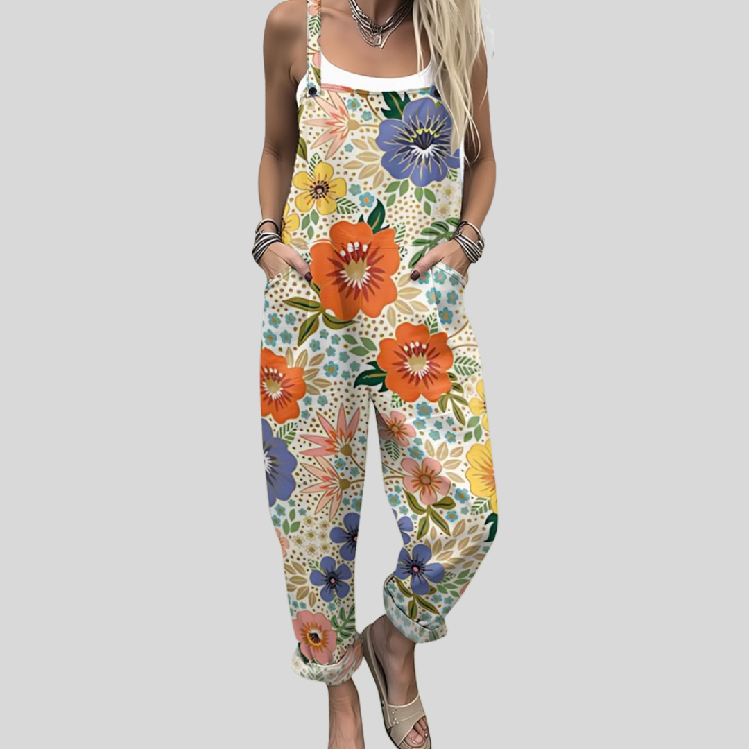 Colourful Floral Dungarees Multicoloured