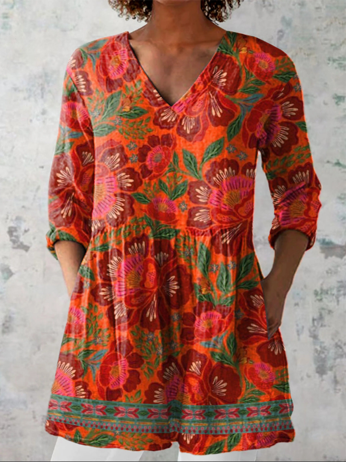 Kaia | Long Blouse with a Striking Pattern