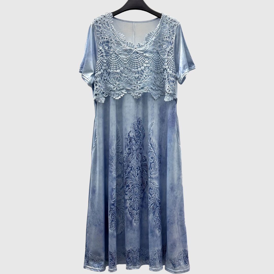 INDIGO | ELEGANT MIDI DRESS WITH FLORAL PATTERN