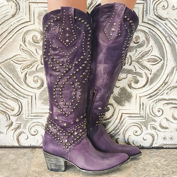 Karla | Women's Western Ankle Boots with Studs and High Heels