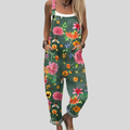 Floral Dungarees Petrol Green