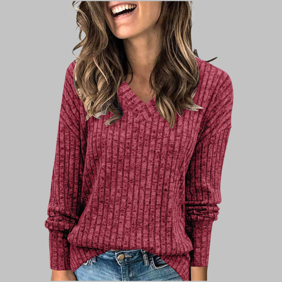 Deri | Comfy V Neck Long Sleeve Top