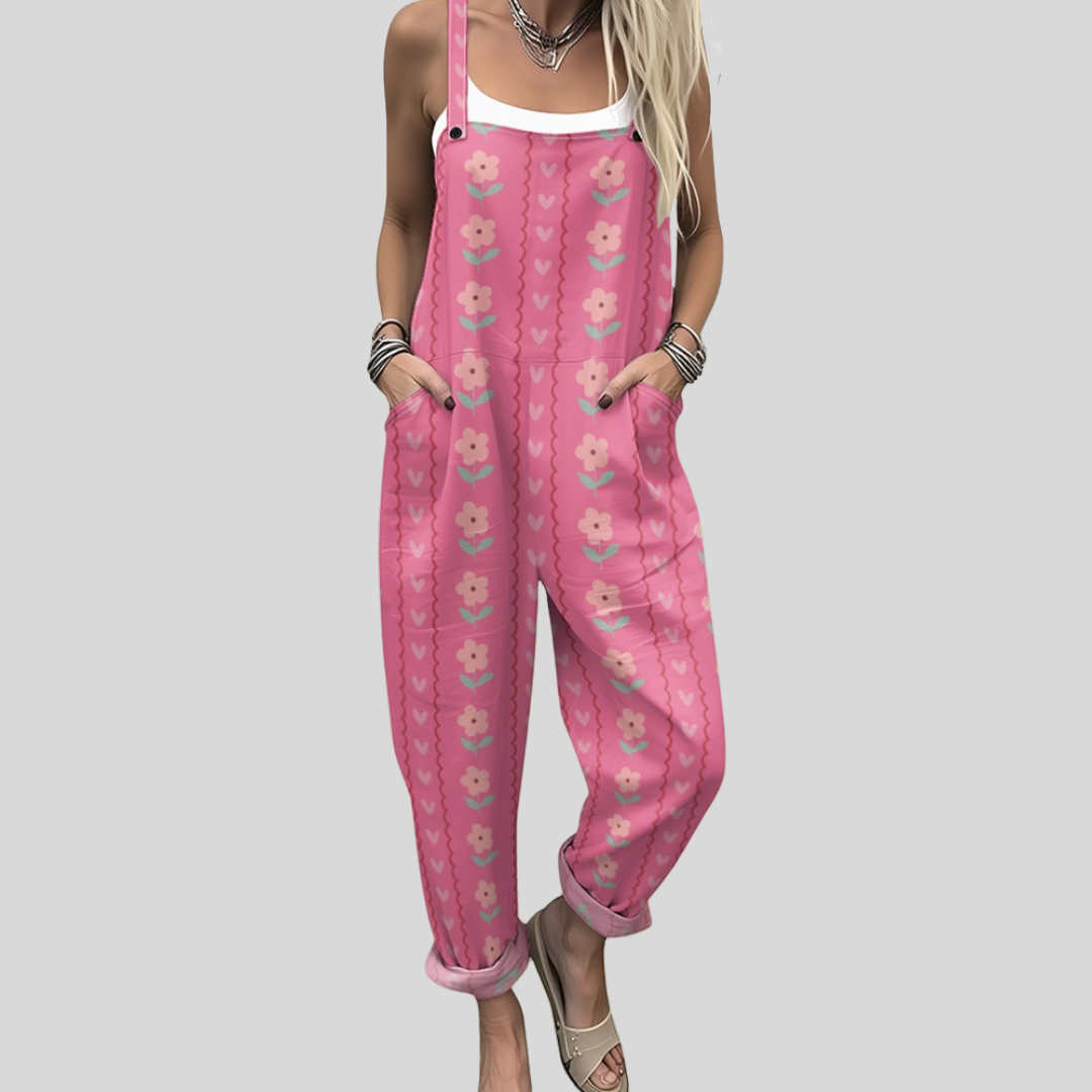 Dungarees with Flowers and Hearts