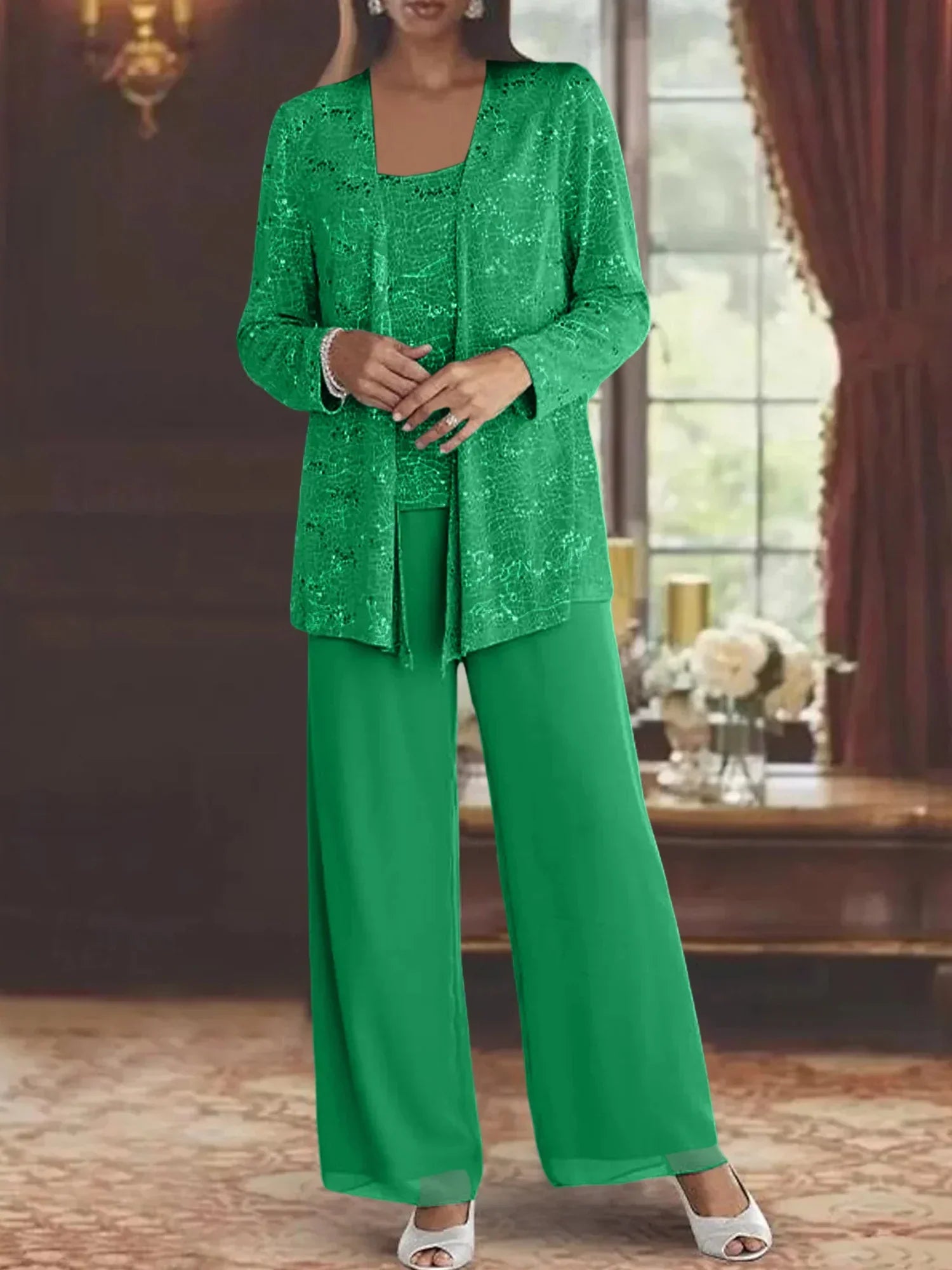 CHIFFON TROUSER SET FOR WOMEN
