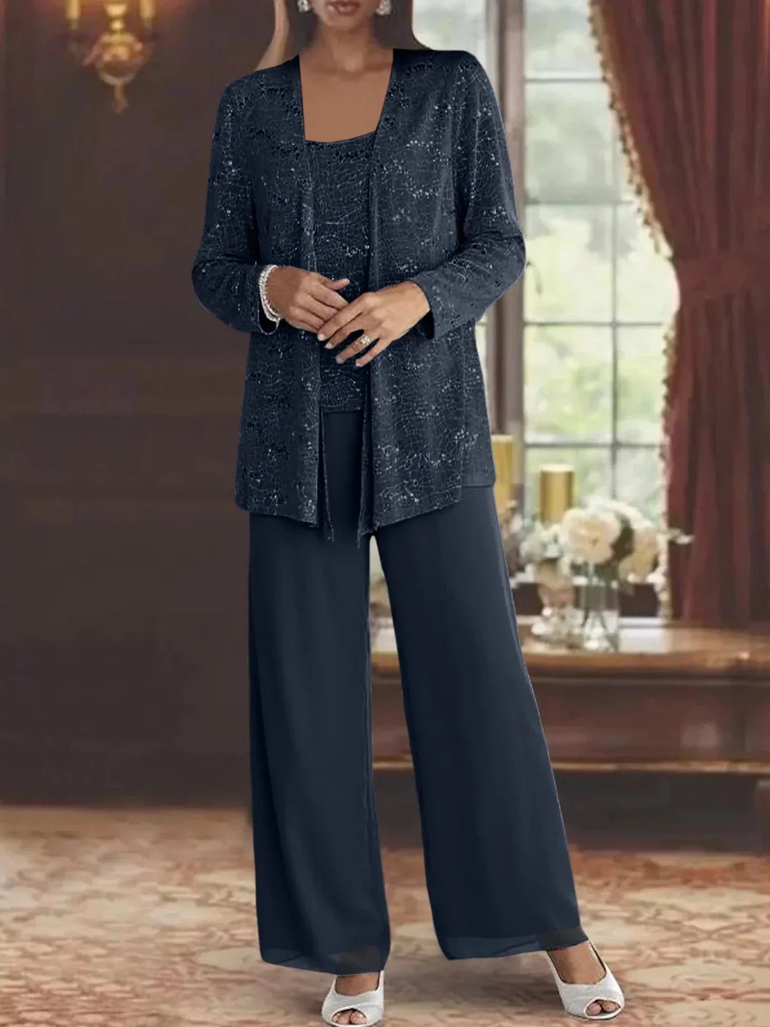 CHIFFON TROUSER SET FOR WOMEN