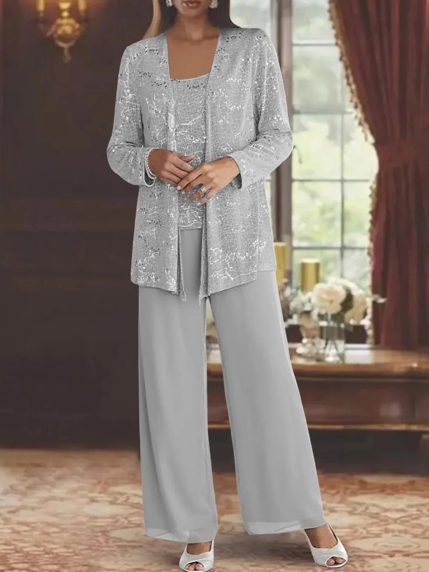 CHIFFON TROUSER SET FOR WOMEN