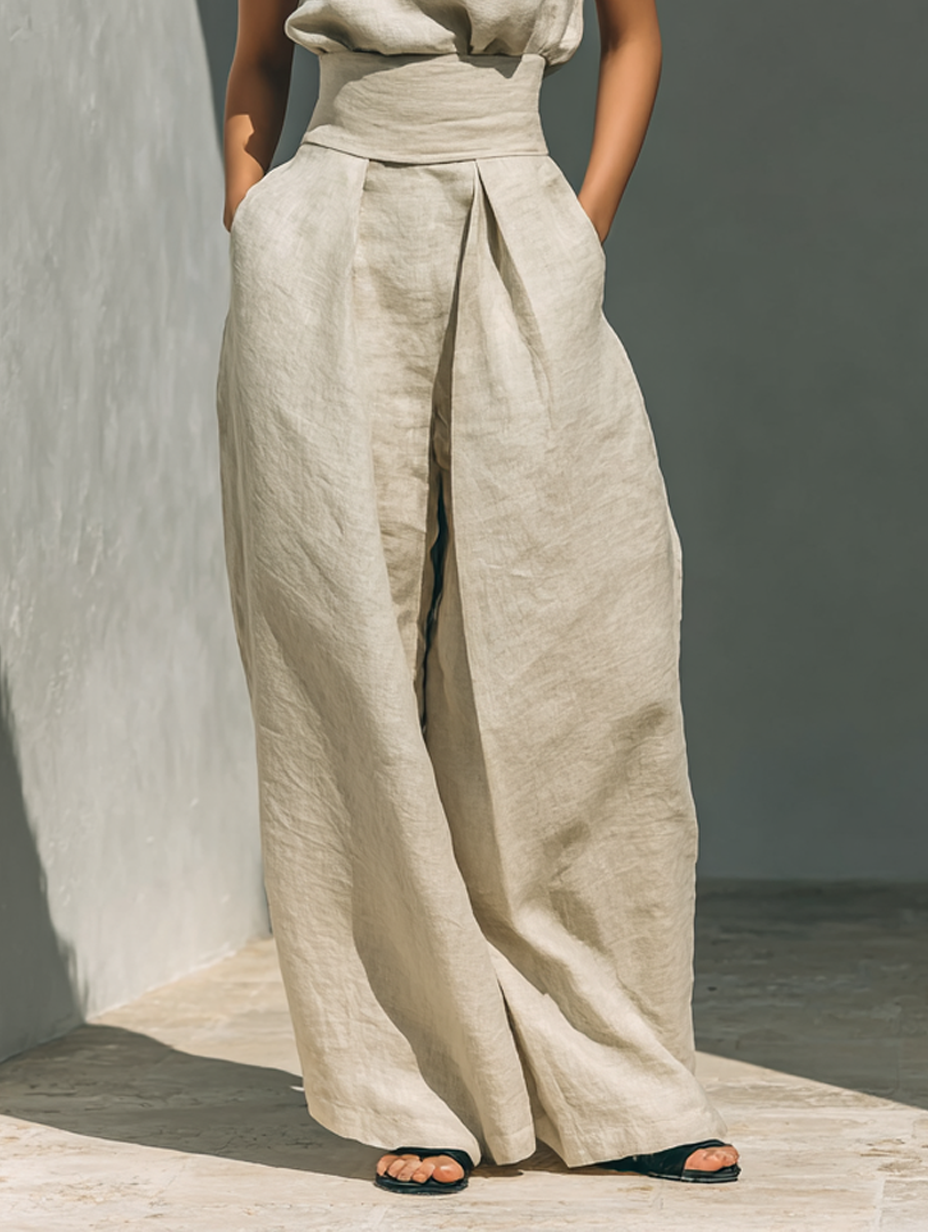 COTTON SET WITH WIDE TROUSERS FOR WOMEN