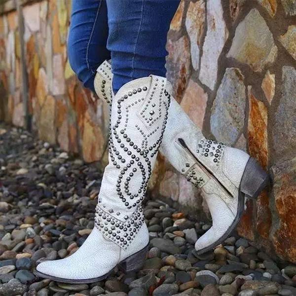 Karla | Women's Western Ankle Boots with Studs and High Heels