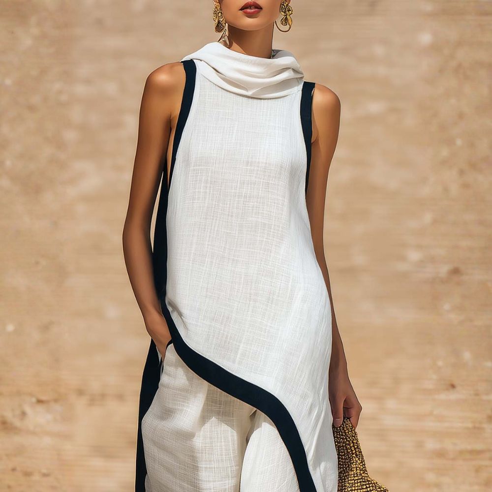 ASYMMETRICAL LINEN SET FOR WOMEN