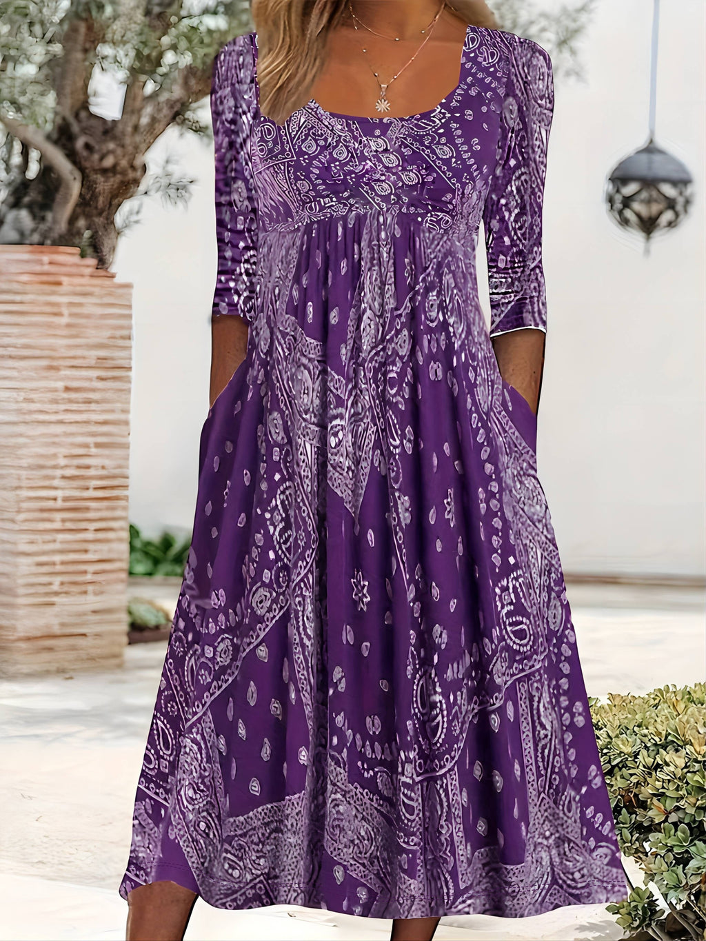 ELOWEN | MIDI DRESS WITH LONG SLEEVES CASUAL