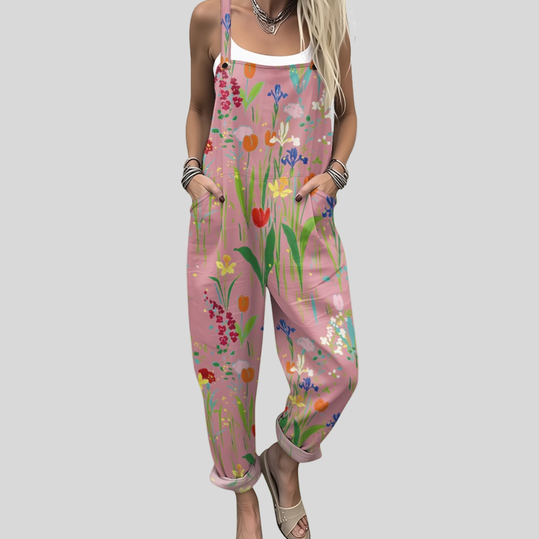 Pink Dungarees with Wildflowers