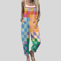 Pastel Dungarees with Check Pattern
