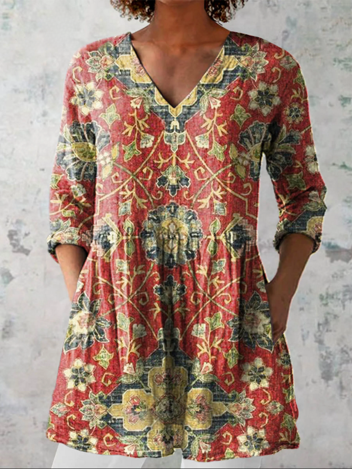 Wren | Long Blouse with Striking Pattern