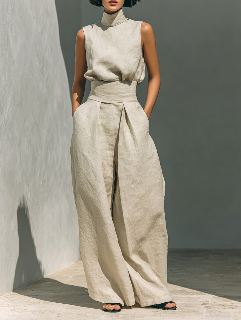 COTTON SET WITH WIDE TROUSERS FOR WOMEN
