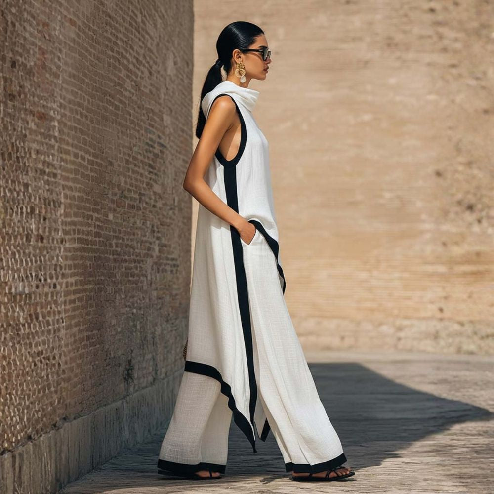 ASYMMETRICAL LINEN SET FOR WOMEN