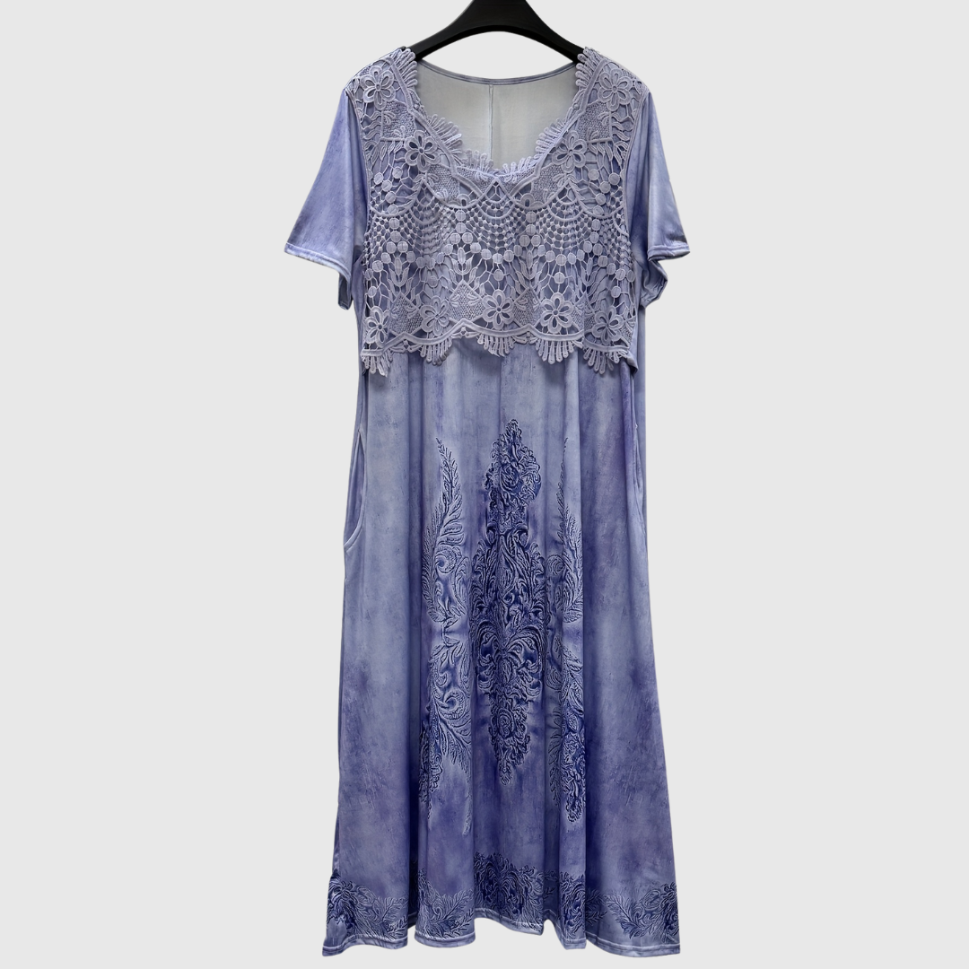 INDIGO | ELEGANT MIDI DRESS WITH FLORAL PATTERN