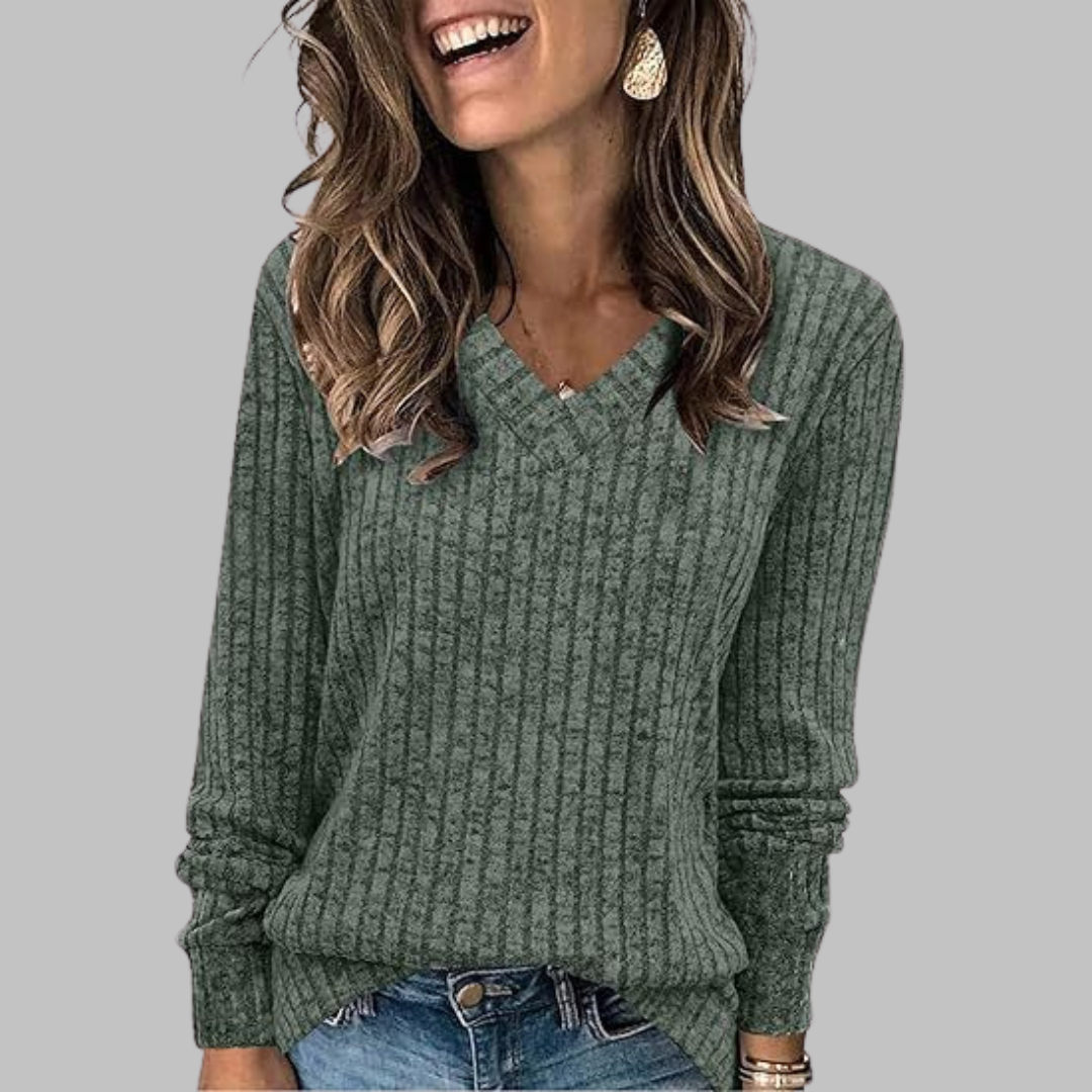 Deri | Comfy V Neck Long Sleeve Top