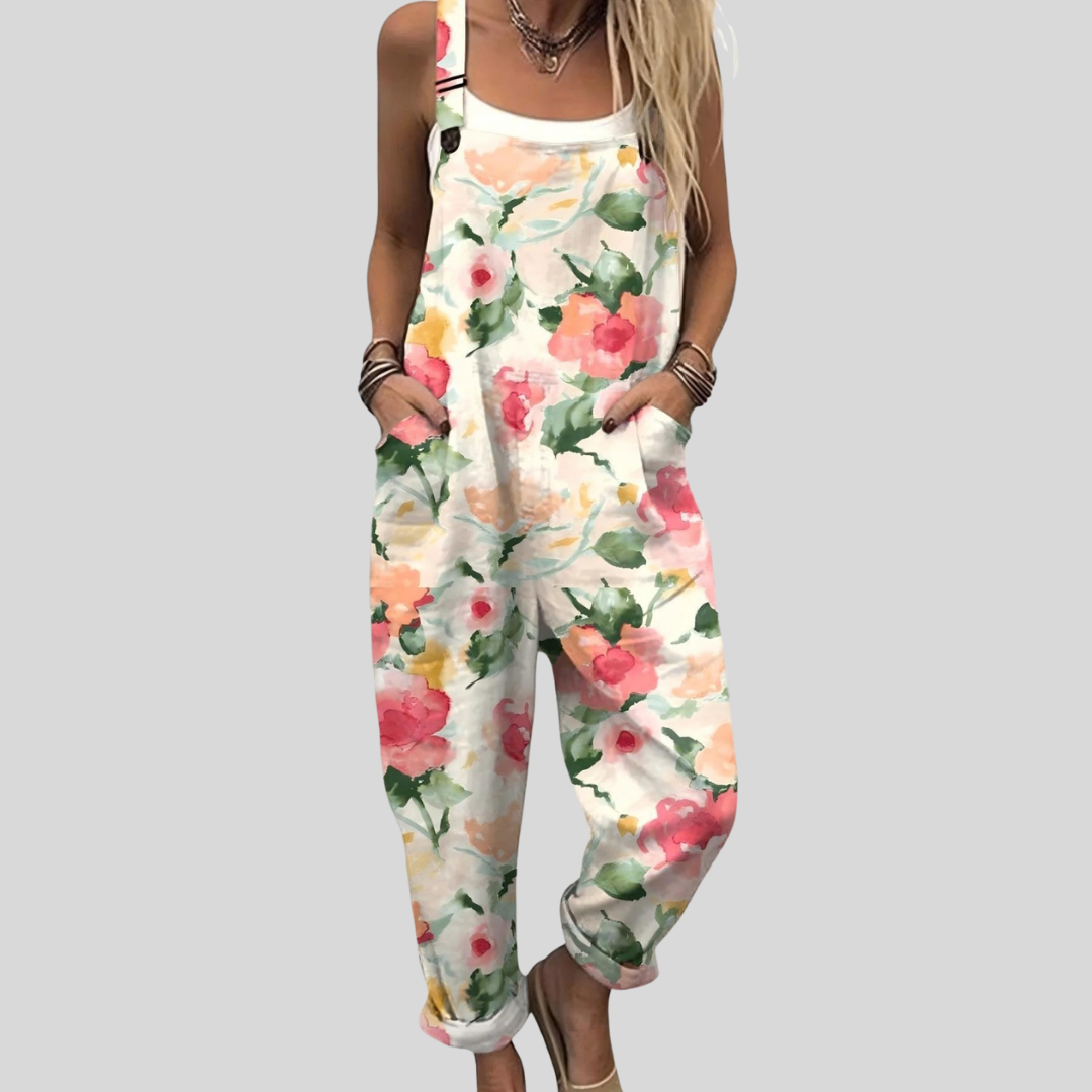 Dungarees with Pastel Roses