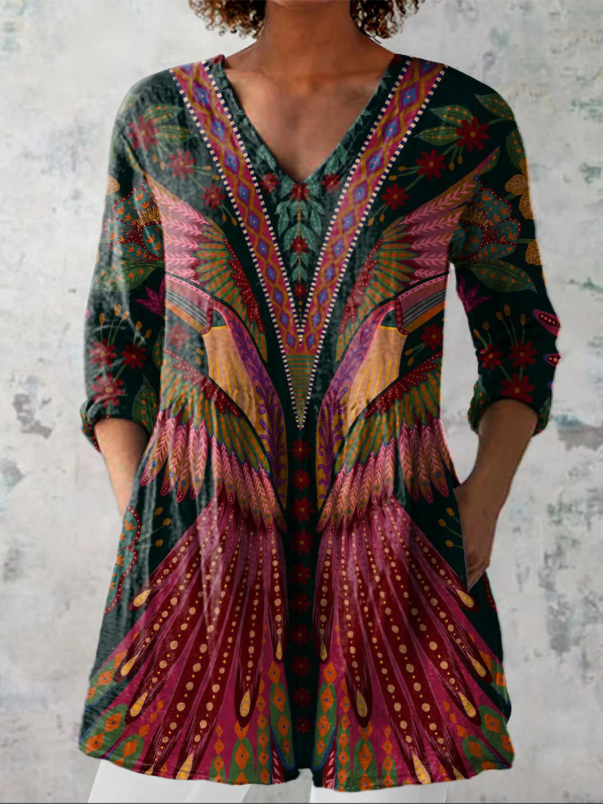 Mila | Long Blouse with Striking Pattern