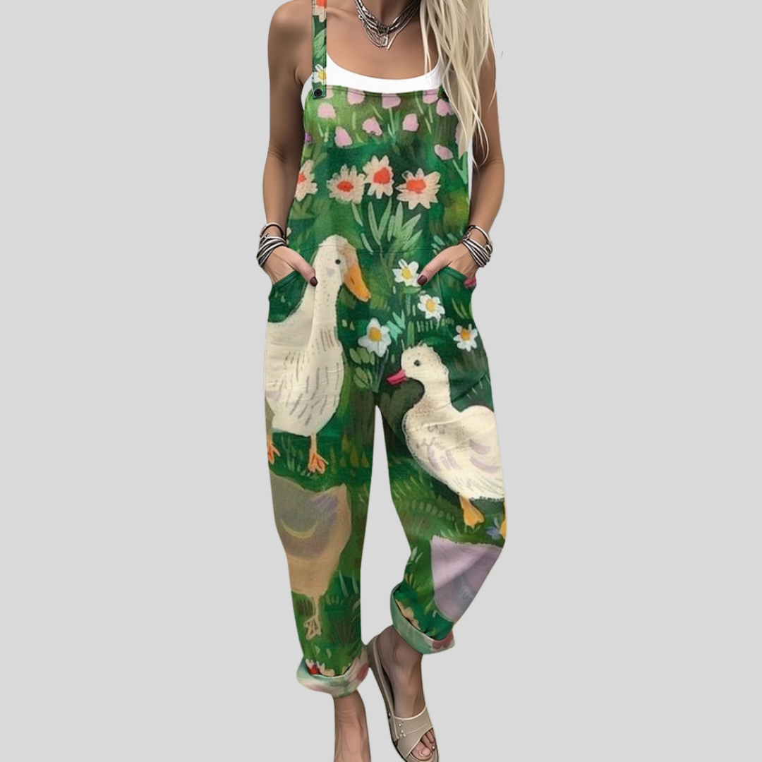 Green Dungarees with Ducks