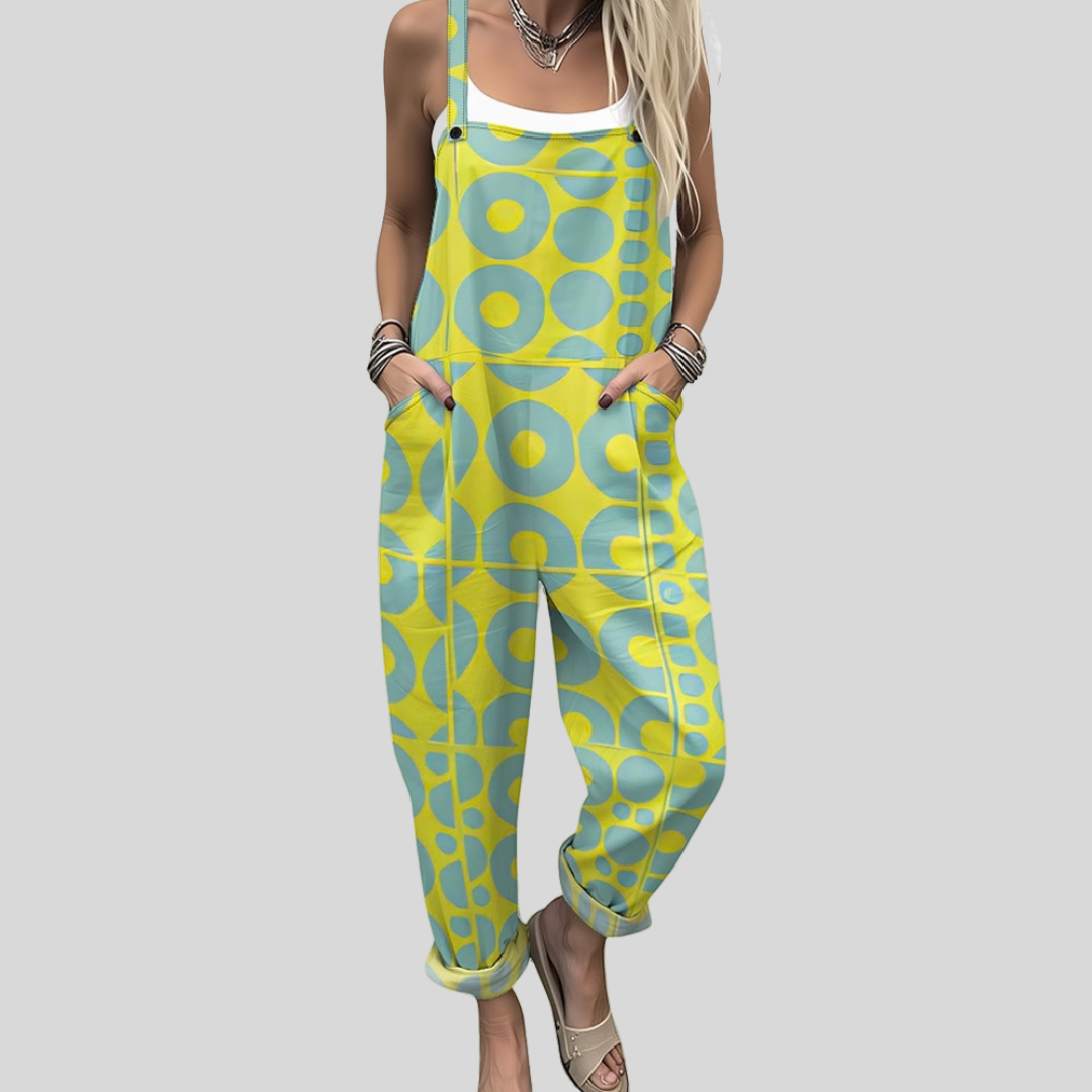 Retro Dungarees Yellow-Turquoise