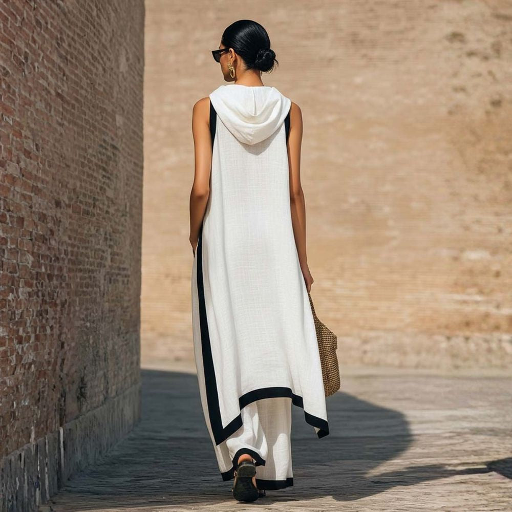 ASYMMETRICAL LINEN SET FOR WOMEN