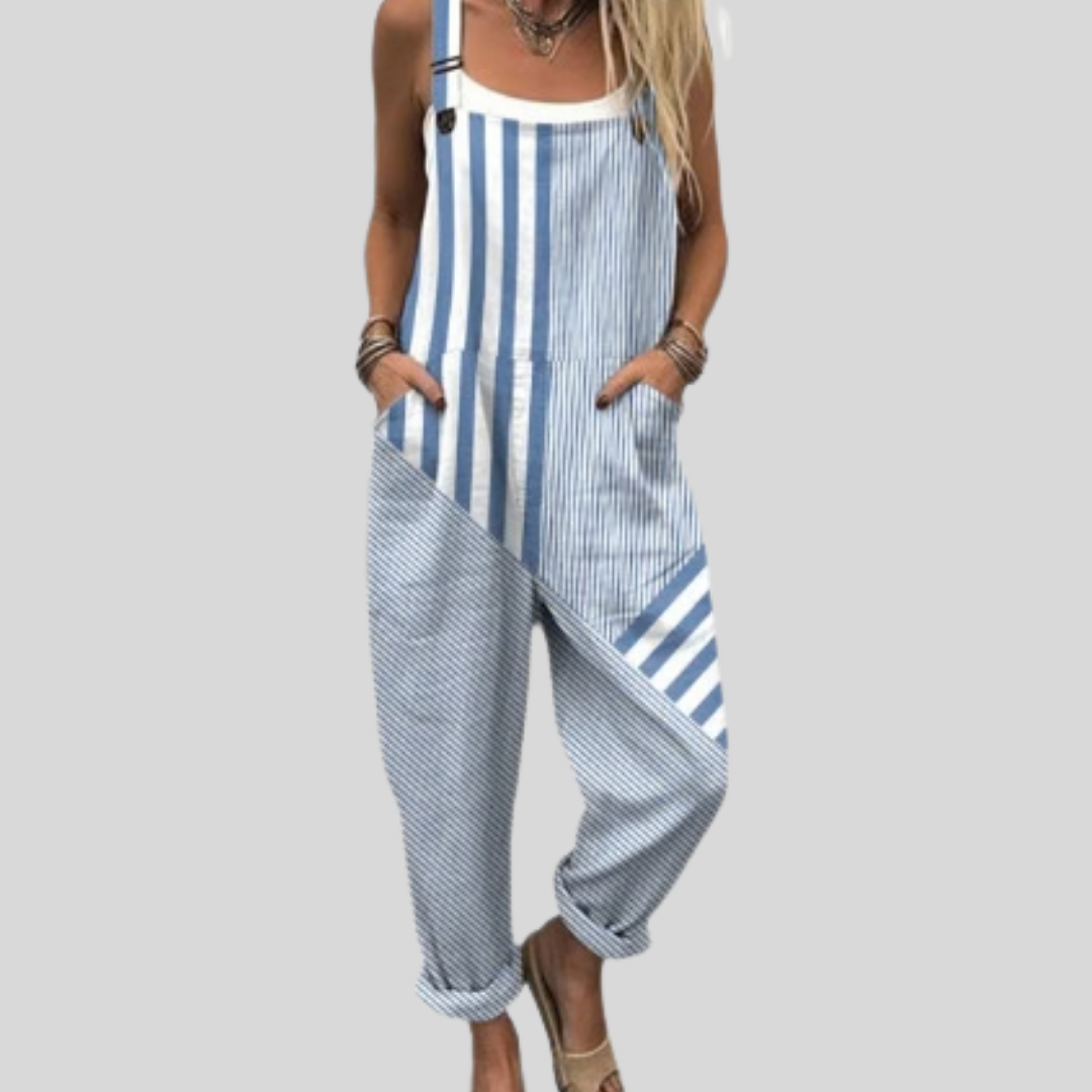 Striped Dungarees Blue-White