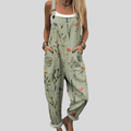 Sage Green Dungarees with Floral Mix