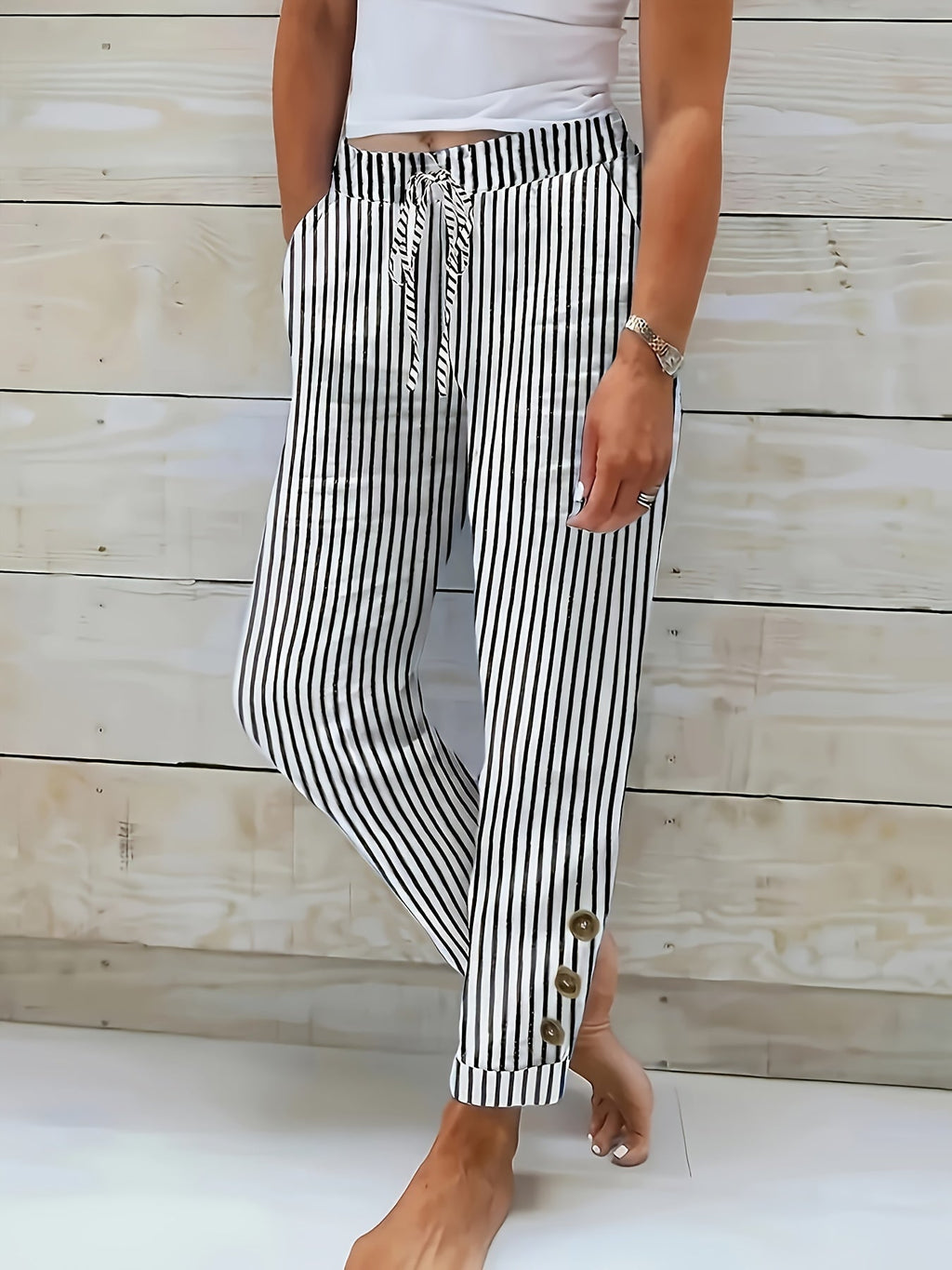 Raquelle - Casual Stripe Trousers
