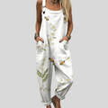 White Dungarees with Daisies and Dragonfly