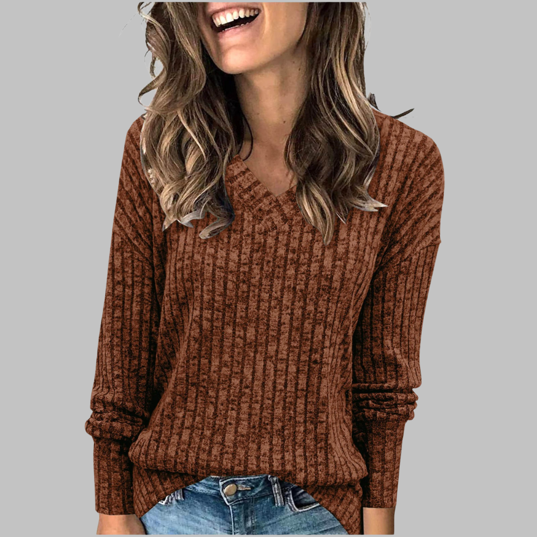 Deri | Comfy V Neck Long Sleeve Top