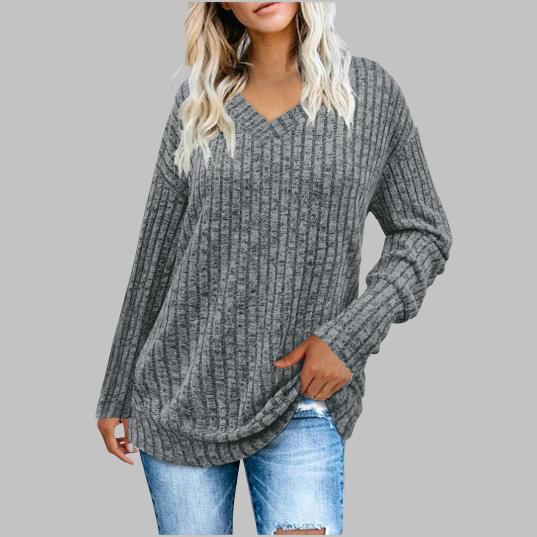 Deri | Comfy V Neck Long Sleeve Top