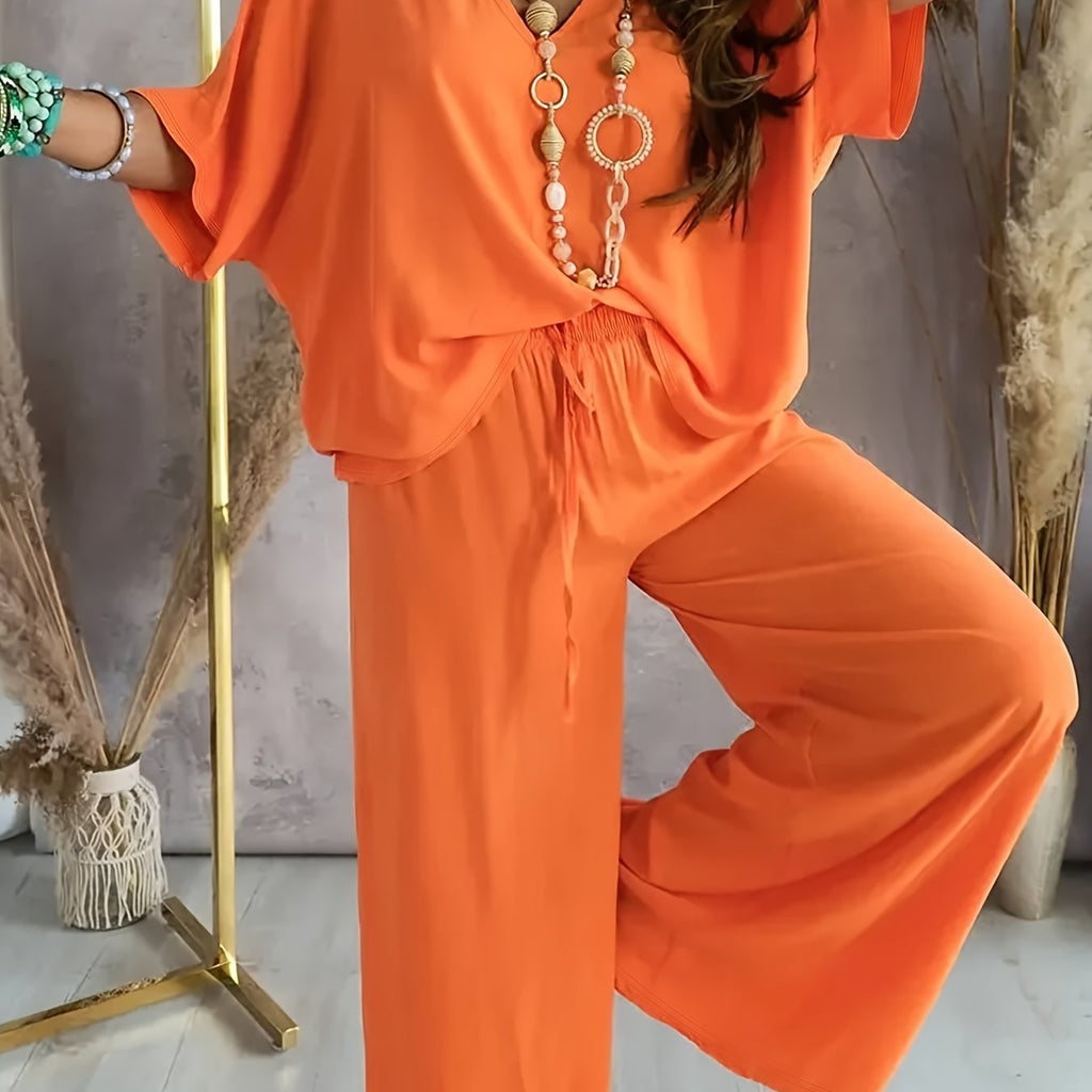ELEGANT V-NECK TWO-PIECE SET FOR WOMEN