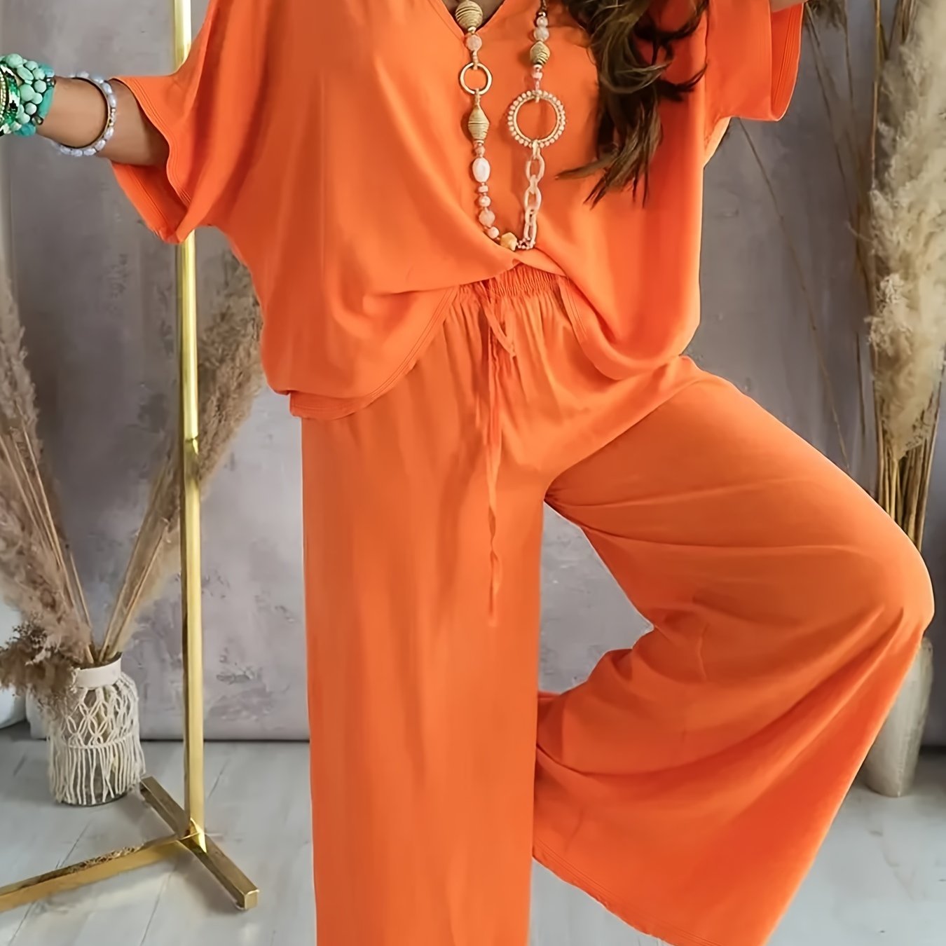 ELEGANT V-NECK TWO-PIECE SET FOR WOMEN