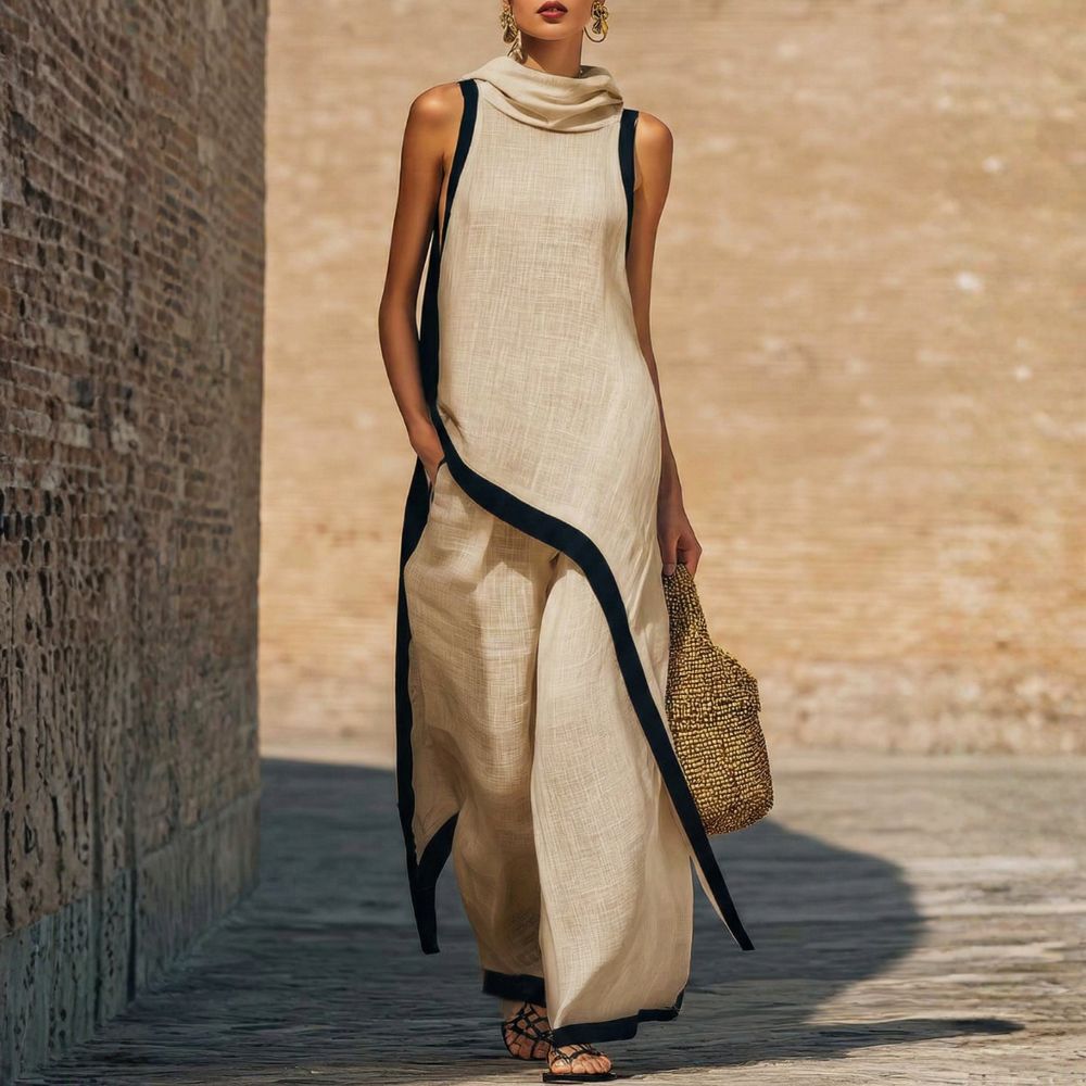 ASYMMETRICAL LINEN SET FOR WOMEN